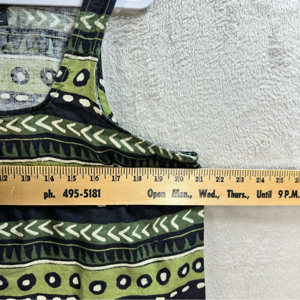 Tahari 100% Linen Boxy Fit‎ Tribal Print Cropped Tank Top Size XL Boho Festival - Picture 3 of 6